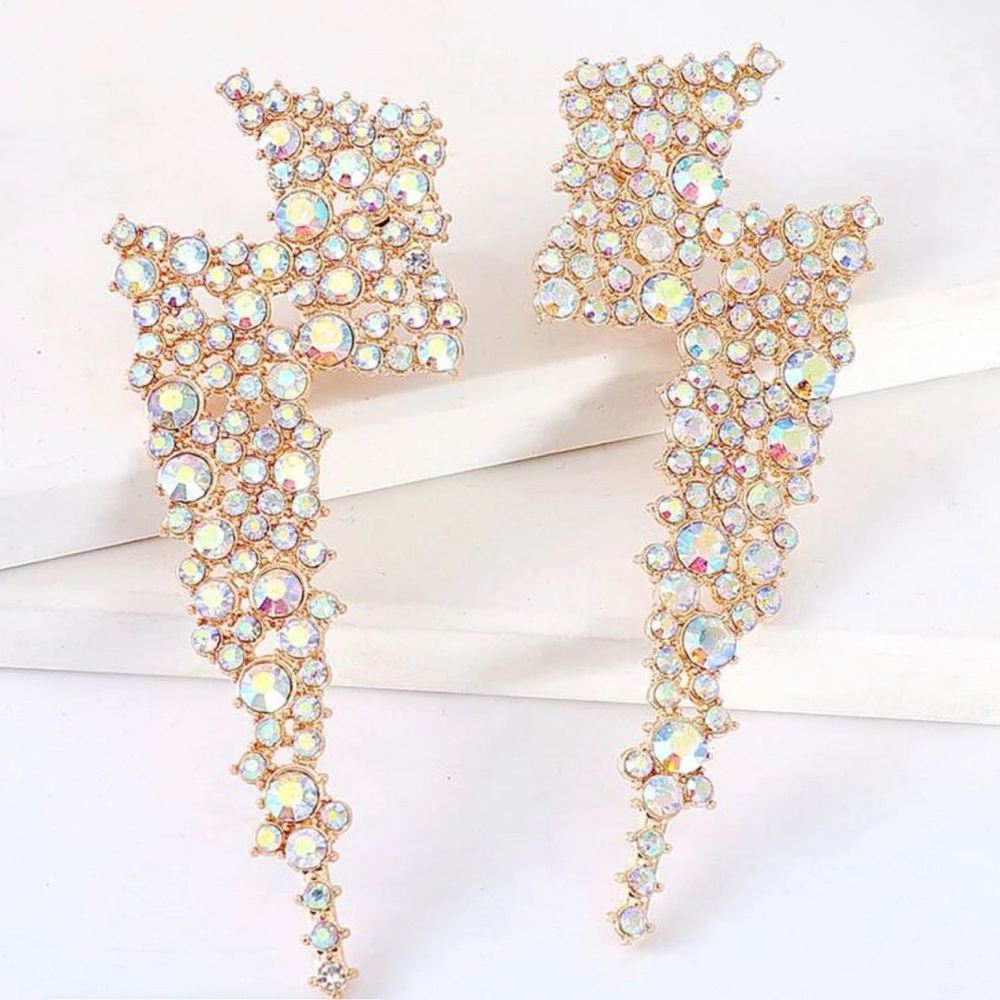 Big lightning bolt earrings